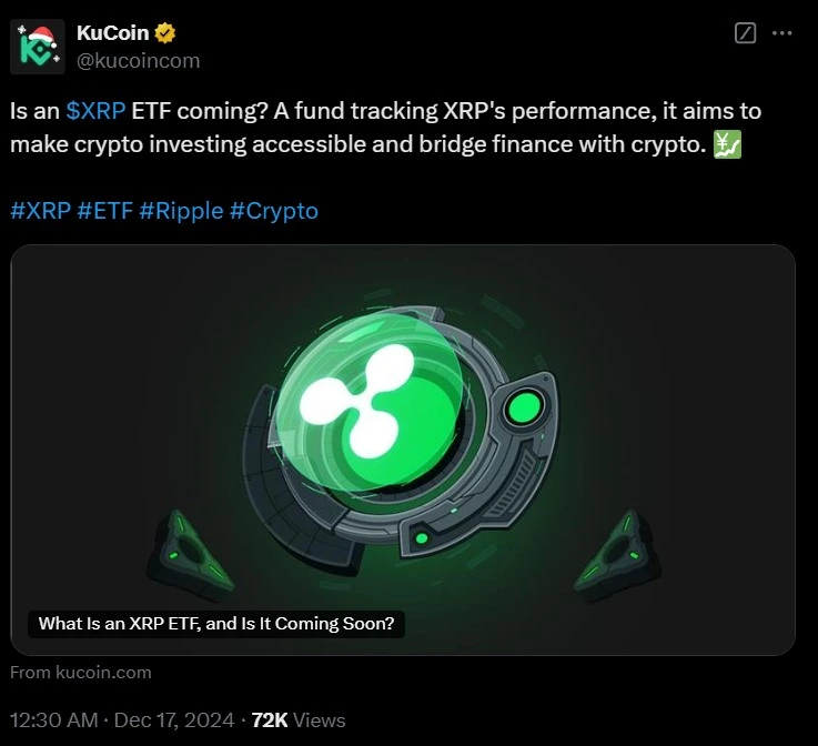 KuCoin hints at a potential launch of XRP ETF 